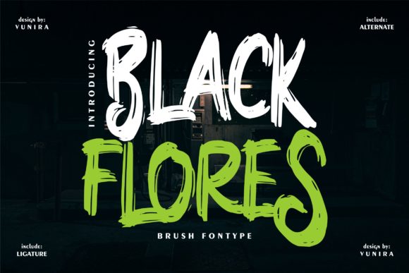 Black Flores: A Rough Textured Display Font for Crafty Brand Identities